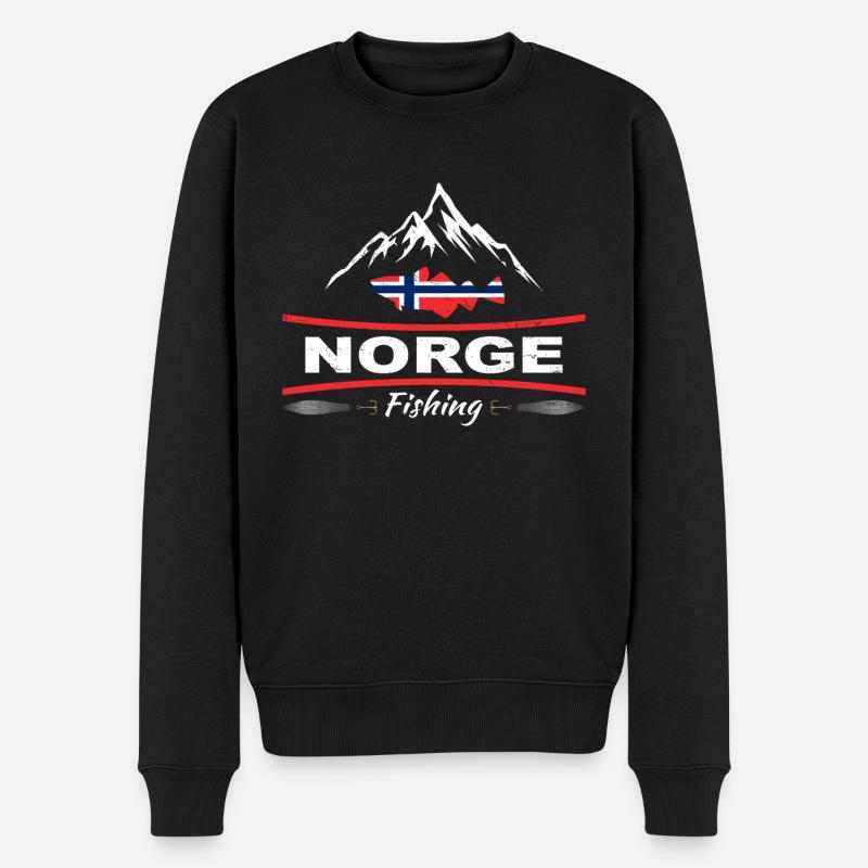 Norwegen Angeln - Männer Premium Bio Pullover - Schwarz