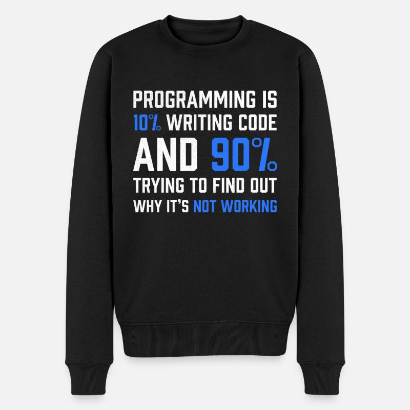 "Programmierung ist 10% Code schreiben" Geschenkprogrammierer - Männer Premium Bio Pullover - Schwarz