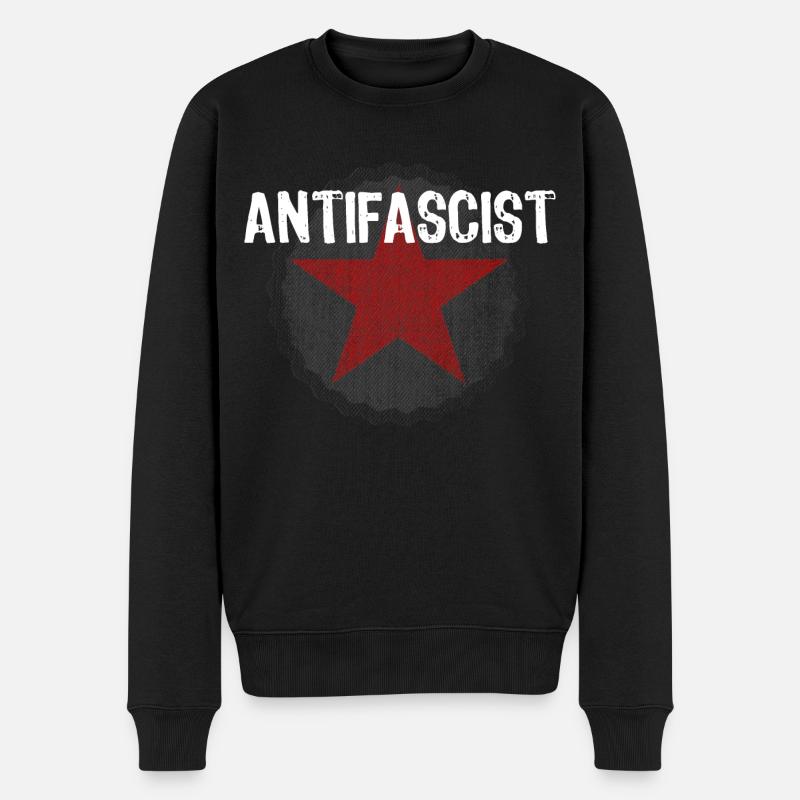 ANTIFA ROTER STERN - Männer Premium Bio Pullover - Schwarz