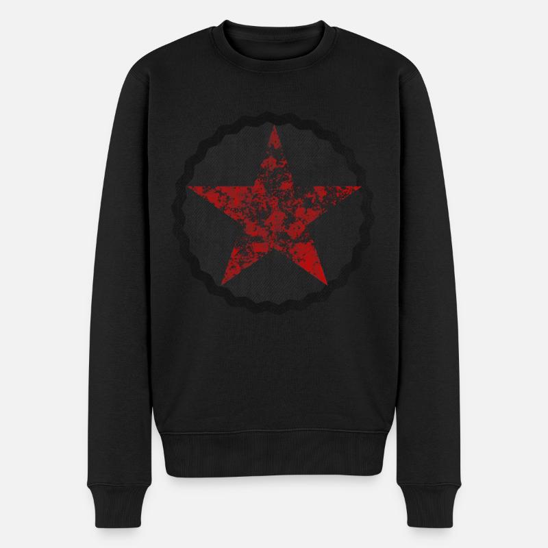 Rot roter Stern Links Punk Rocknroll - Männer Premium Bio Pullover - Schwarz