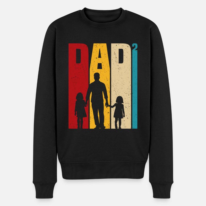 Vater von zwei Töchtern Geschenk Papa Töchter - Männer Premium Bio Pullover - Schwarz