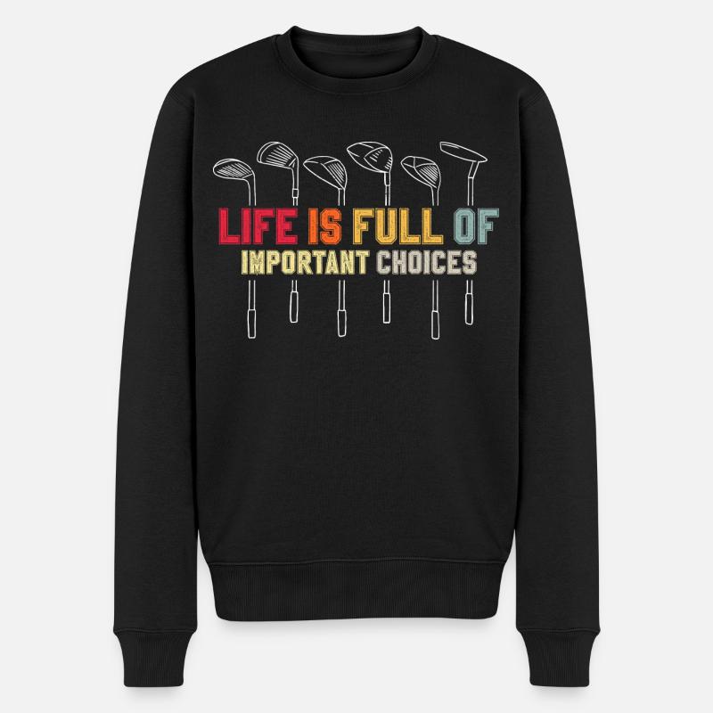 Golf Golfschläger - Männer Premium Bio Pullover - Schwarz