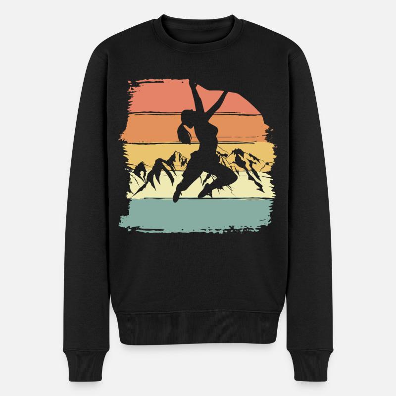 Klettern Frauen retro vintage - Männer Premium Bio Pullover - Schwarz