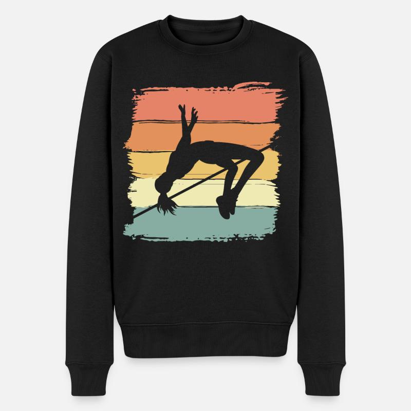 Hochsprung Frauen Hochsprung Retro - Männer Premium Bio Pullover - Schwarz