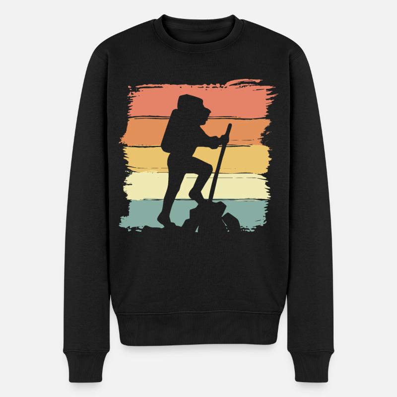 Randonnée Trekking rétro - Pull Premium bio Homme - noir