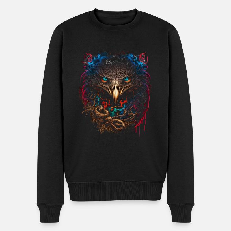 Adler | Adlerkopf | Eagle | 3D Effekt - Männer Premium Bio Pullover - Schwarz
