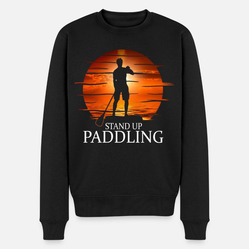 SUP Board Paddle Stand Up Paddling Shirt - Männer Premium Bio Pullover - Schwarz