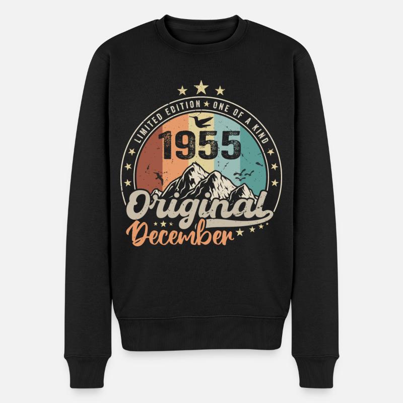 Dezember 1955 Geburtstagsgeschenk - Dezember 1955 - Männer Premium Bio Pullover - Schwarz