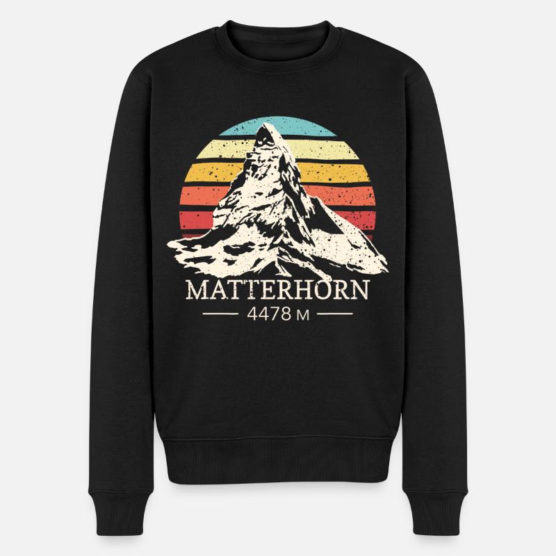 Matterhorn Besteigung Finisher Skifahren Zermatt - Männer Premium Bio Pullover - Schwarz