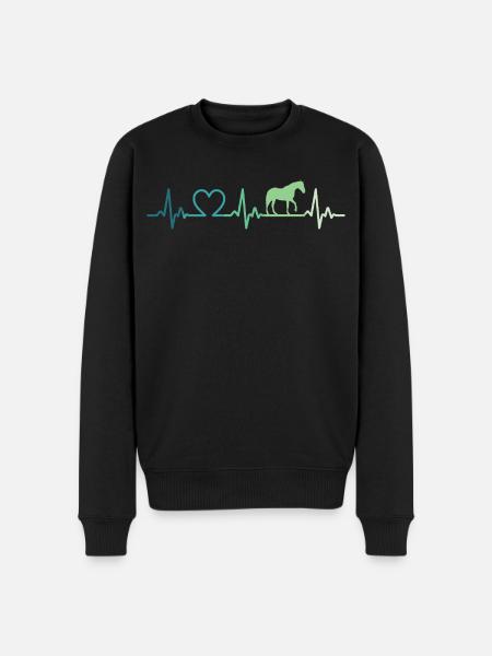 Mein Pferd, Herzschlag, Pferde, - Männer Premium Bio Pullover - Schwarz
