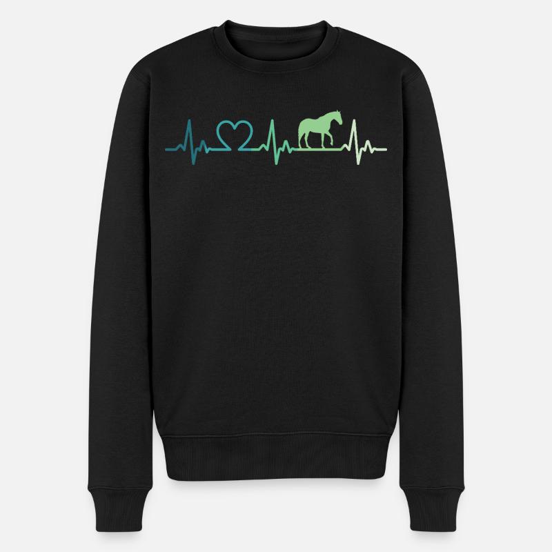 Mein Pferd, Herzschlag, Pferde, - Männer Premium Bio Pullover - Schwarz