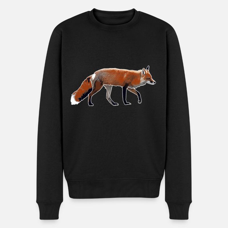 Fuchs - Männer Premium Bio Pullover - Schwarz