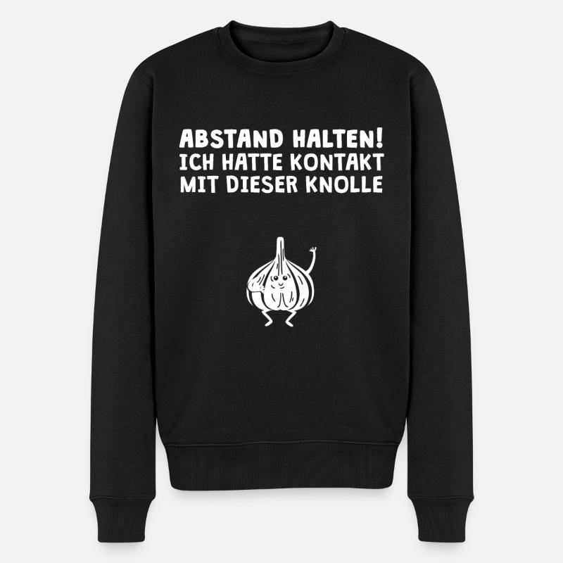 Abstand Halten Knoblauch lustig - Männer Premium Bio Pullover - Schwarz