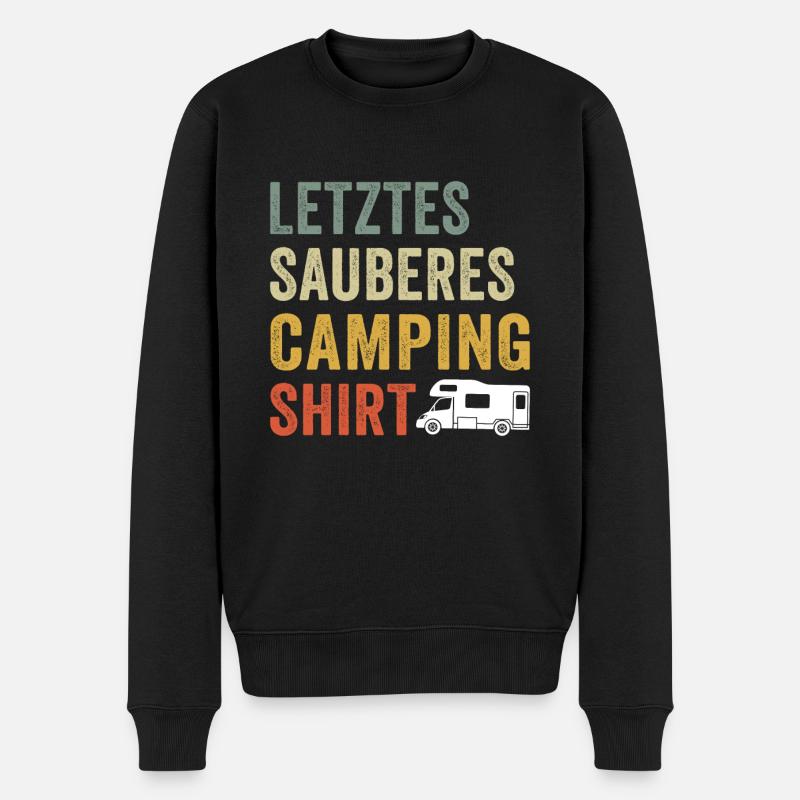letztes sauberes camping shirt - Männer Premium Bio Pullover - Schwarz