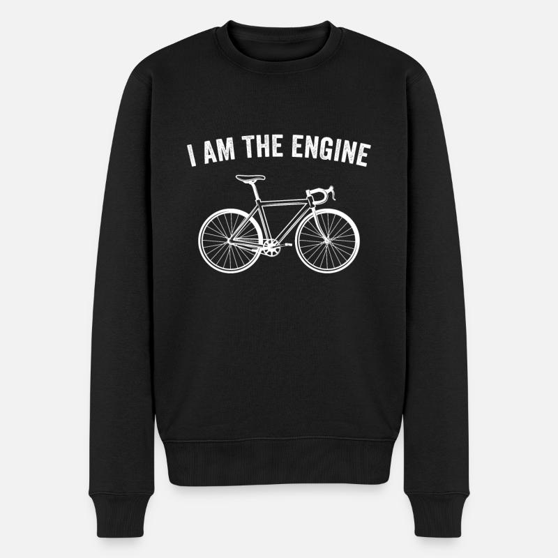 I am the engine t-shirt for cyclist - Männer Premium Bio Pullover - Schwarz