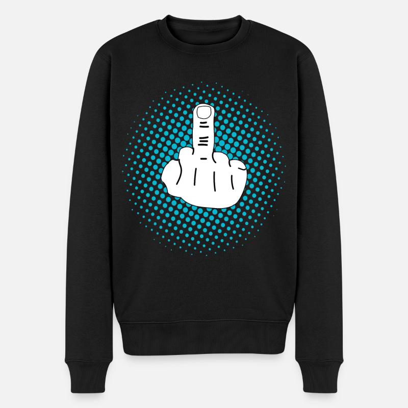Mittelfinger Design - Männer Premium Bio Pullover - Schwarz