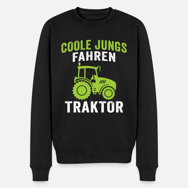Coole jungs fahren traktor trecker junge t-shirt - Männer Premium Bio Pullover - Schwarz