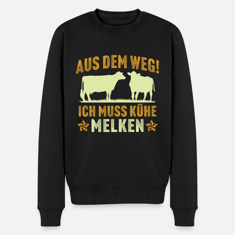 Aus dem Weg ich muss Kühe melken - Männer Premium Bio Pullover - Schwarz