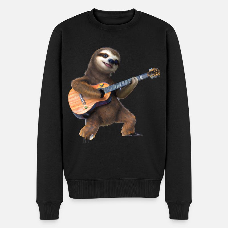 Paresseux avec guitare - Pull Premium bio Homme - noir