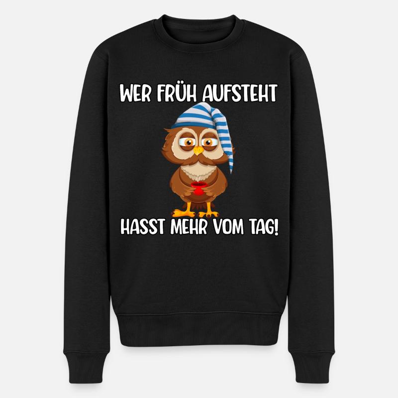 Wer früh aufsteht - Männer Premium Bio Pullover - Schwarz