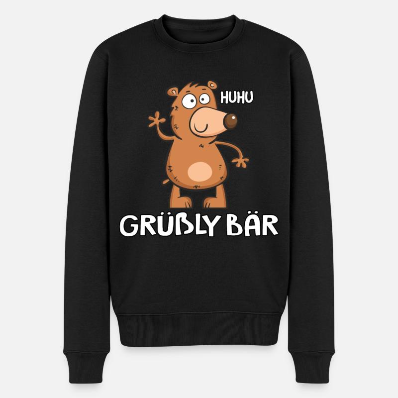 Grüßlybär - Männer Premium Bio Pullover - Schwarz