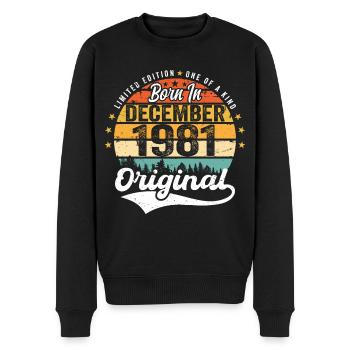 Original Dezember 1981 Jahrgang Geburtstag 1981 - Männer Premium Bio Pullover - Schwarz - Vorne - Nico (187cm)