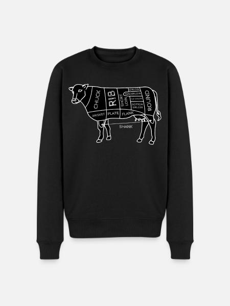 Funny Beef Cuts Chart I BBQ Butcher - Men's Premium Organic Jumper - black