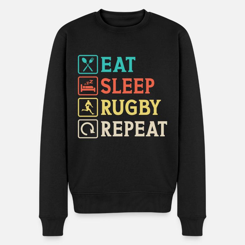 Eat Sleep rugby Repeat t-shirt - Pull Premium bio Homme - noir