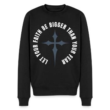Spirituelles Motiv für Mut und Kraft Glaube - Männer Premium Bio Pullover - Schwarz - Vorne - Nico (187cm)