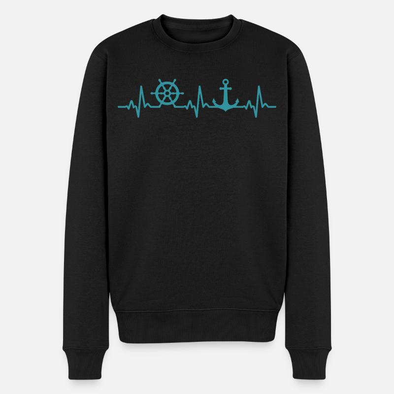 bateau battement de coeur marin capitaine - Pull Premium bio Homme - noir