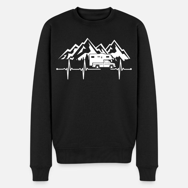 Pickup mit Wohnkabine Herzschlag Absetzkabine - Männer Premium Bio Pullover - Schwarz