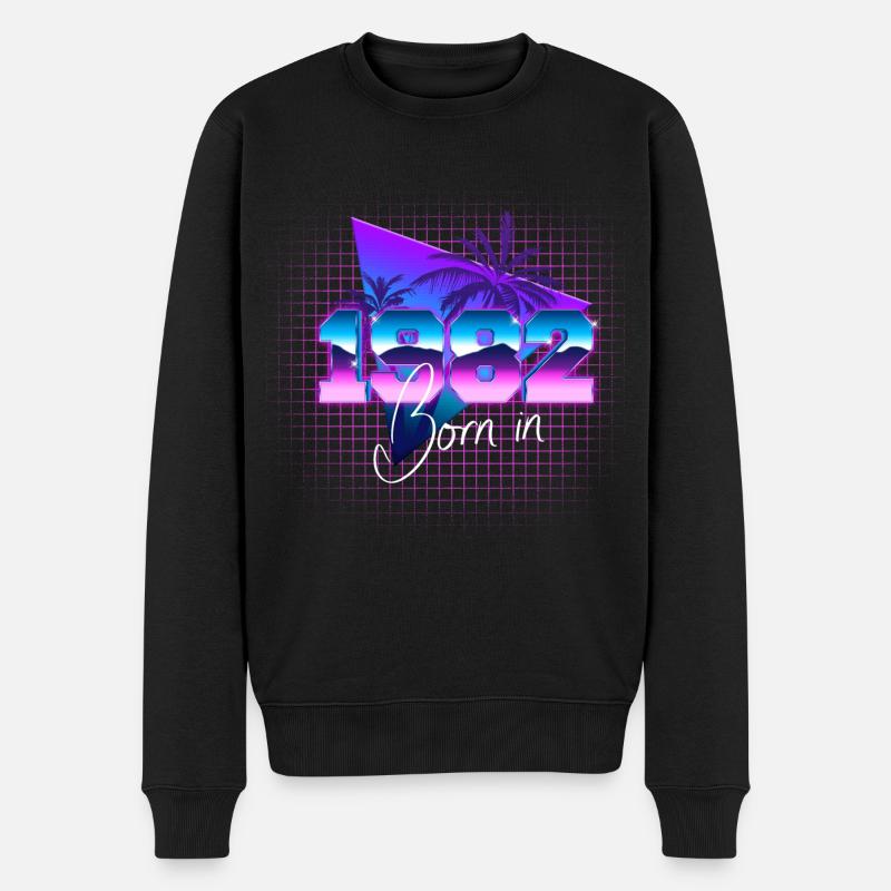 Retrowave Born in 1982 - Männer Premium Bio Pullover - Schwarz