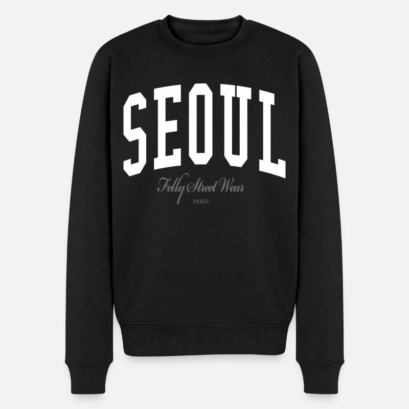 SEOUL - Männer Premium Bio Pullover - Schwarz