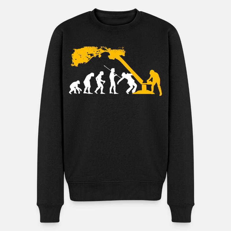 Holzfällerhemd - Kettensäge Evolution Baumpfleger - Männer Premium Bio Pullover - Schwarz