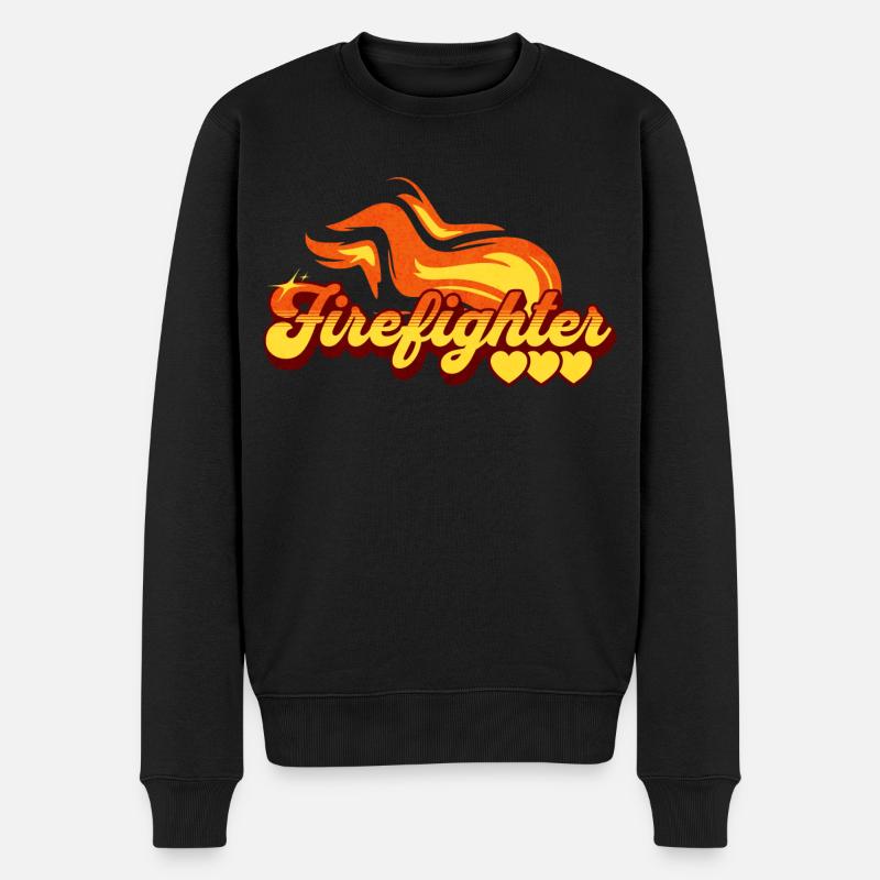 Feuerwehr Geschenk Flammenmuster - Männer Premium Bio Pullover - Schwarz