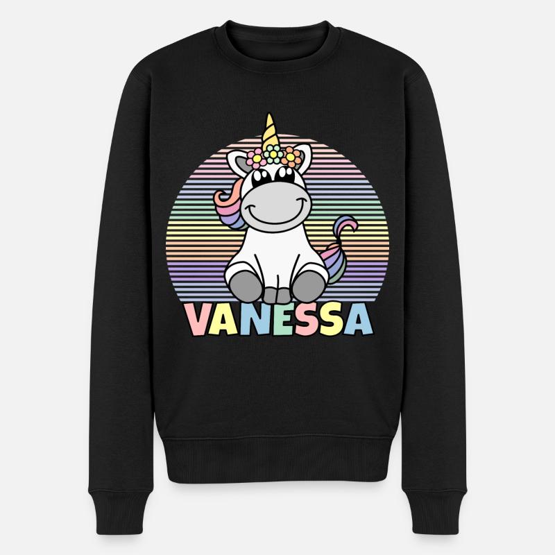 Vanessa Einhorn Name - Männer Premium Bio Pullover - Schwarz