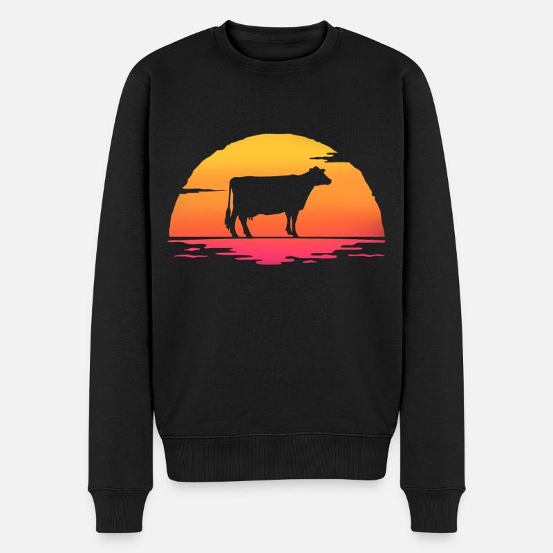 cows sunrise retro cow - Pull Premium bio Homme - noir