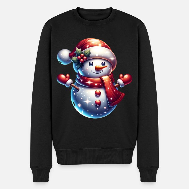 Weihnachts Schneemann Weihnachten - Männer Premium Bio Pullover - Schwarz