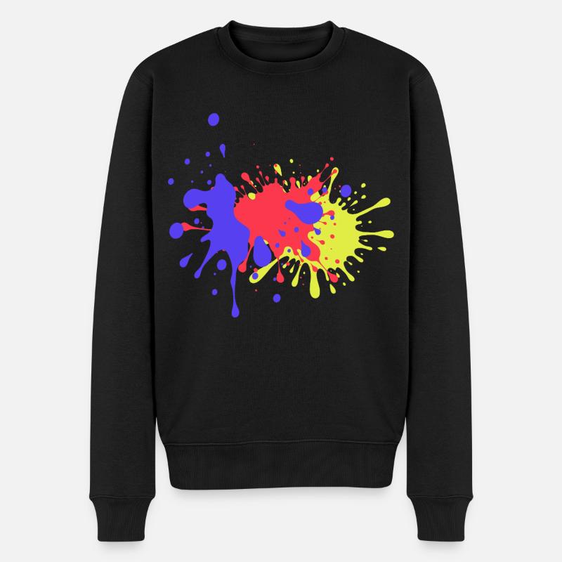 Bunte Farbflecken Geburtstagsgeschenk Trend - Männer Premium Bio Pullover - Schwarz