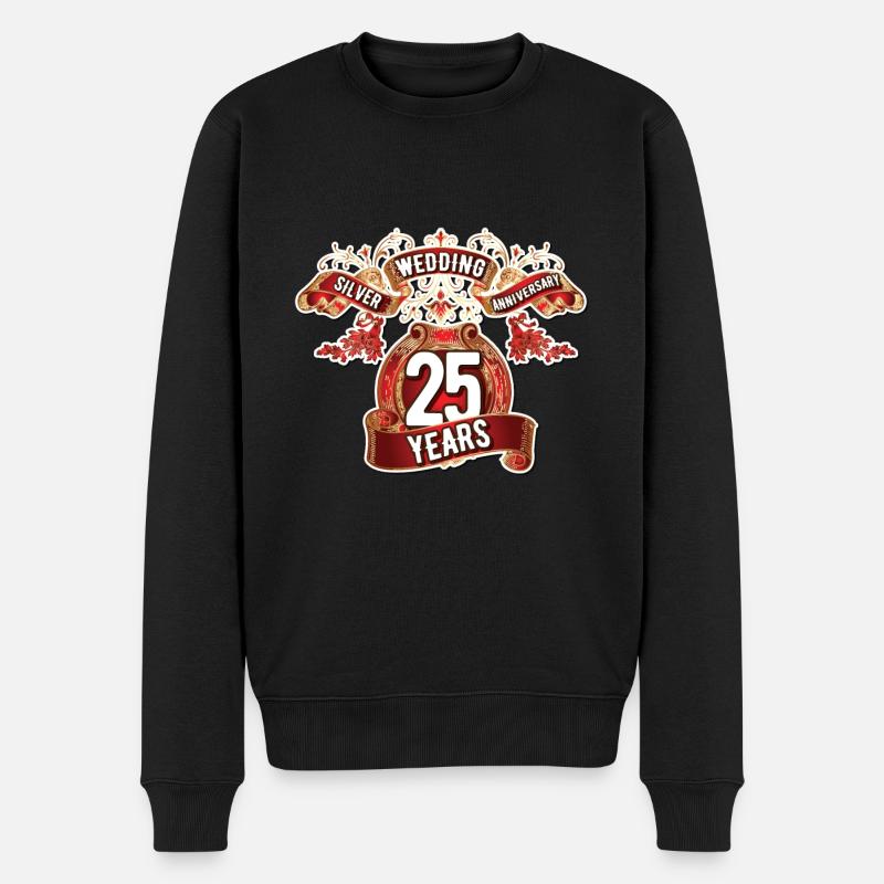 25 Jahre - Silberhochzeit - Männer Premium Bio Pullover - Schwarz