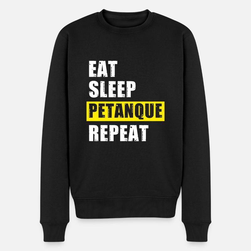 Eat Sleep Petanque Repeat - Männer Premium Bio Pullover - Schwarz