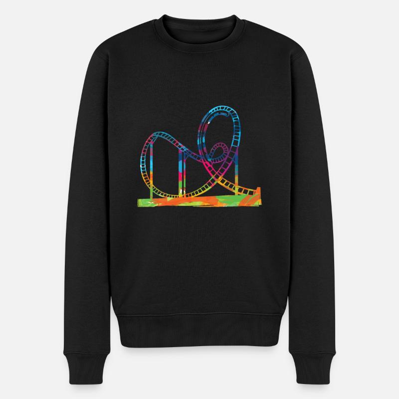 Achterbahn Geschenkidee Freizeitparks Schausteller - Männer Premium Bio Pullover - Schwarz