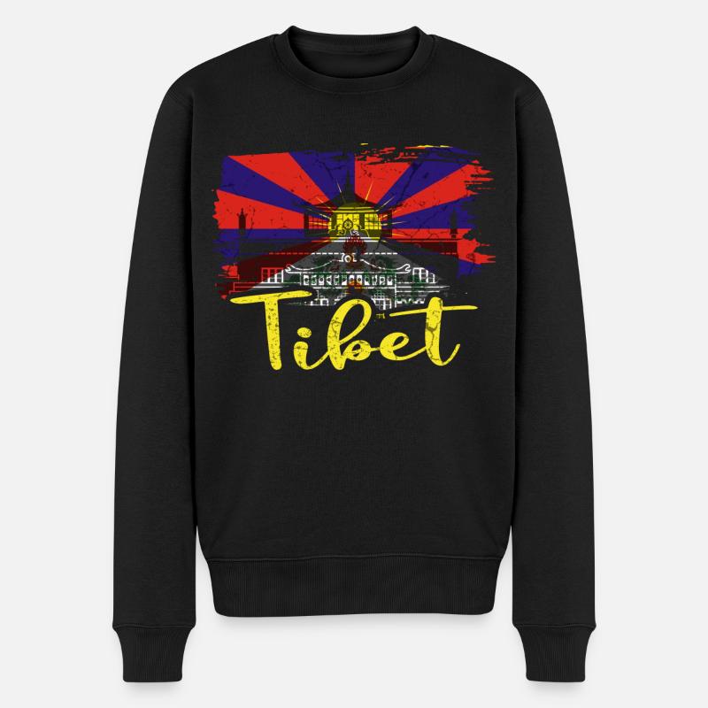 Tibet - Männer Premium Bio Pullover - Schwarz