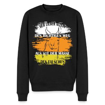 Lama Alpaka Retro - Männer Premium Bio Pullover - Schwarz - Vorne - Nico (187cm)