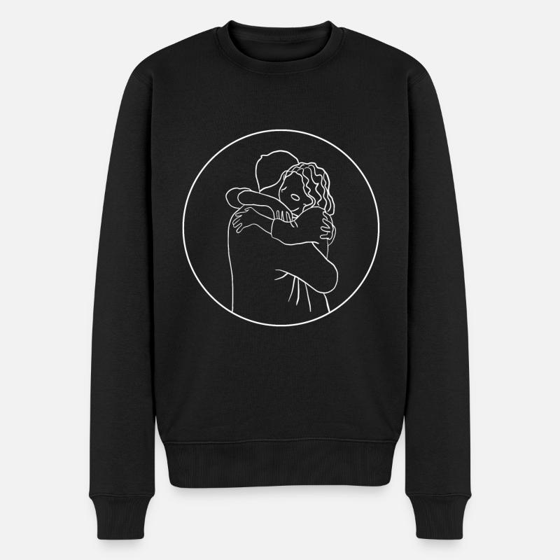 Umarmung beste Freunde weiss - Männer Premium Bio Pullover - Schwarz