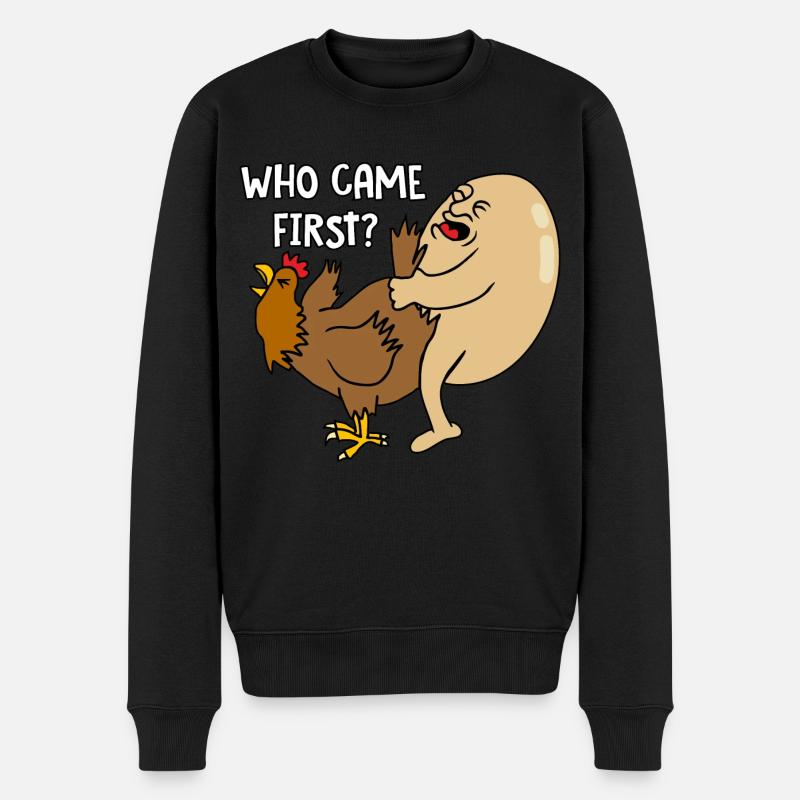 Who came first - Männer Premium Bio Pullover - Schwarz