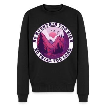 Kein Berg zu hoch, kein Weg zu lang - Männer Premium Bio Pullover - Schwarz - Vorne - Nico (187cm)