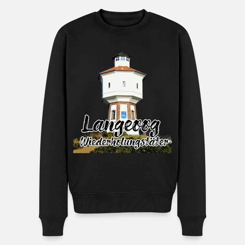 Langeoog Leuchtturm Insel - Männer Premium Bio Pullover - Schwarz