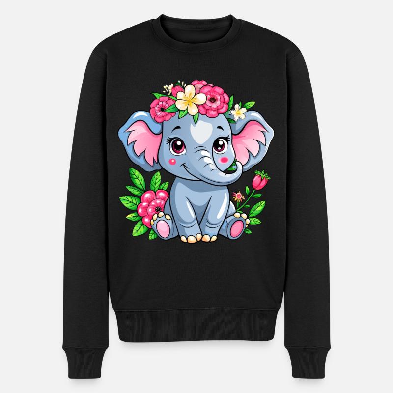 Fleur aimant bébé éléphant - Pull Premium bio Homme - noir