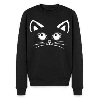 Cat Face - Men's Premium Organic Jumper - black - Front - Nico (187cm)